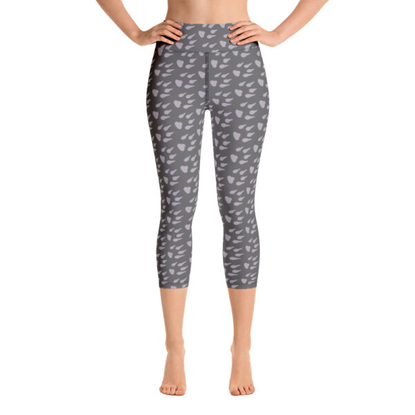 Floofins Paw Print Capri Yoga Leggings (Dark Gray)