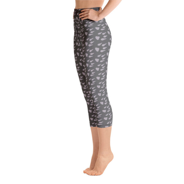 Floofins Paw Print Capri Yoga Leggings (Dark Gray) - Image 2