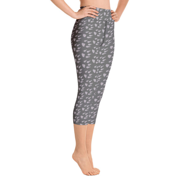 Floofins Paw Print Capri Yoga Leggings (Dark Gray) - Image 3